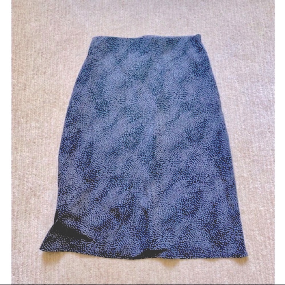 Charcoal Satin Print Midi Skirt